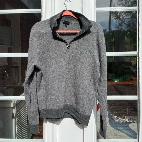 J Crew Cashmere Bird’s Eye Half Zip Sweater - Picture 3 of 6